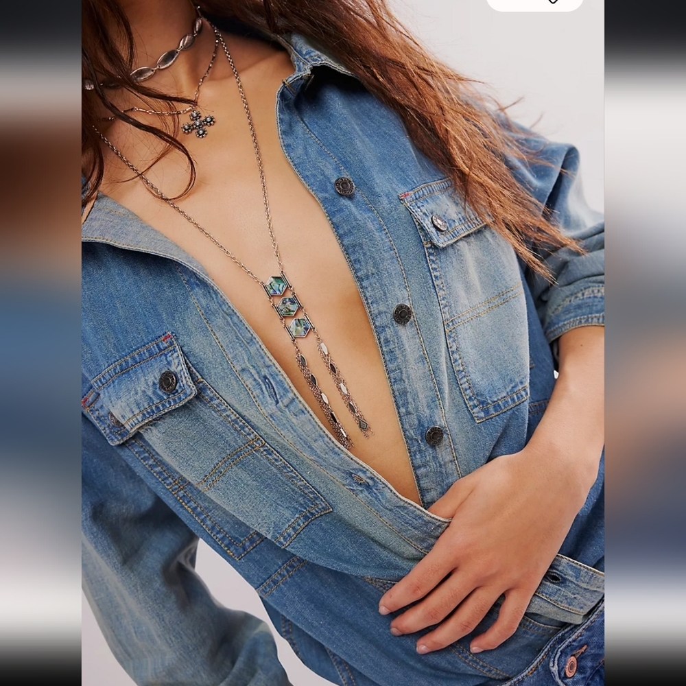 Free People Silver and Turquoise Necklace